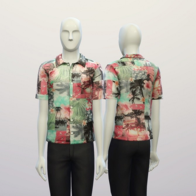 Sims 4 Tropical pink printed shirt at Rusty Nail