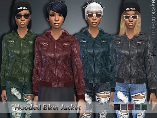 Sims 4 Hodeed Biker Jacket by Pinkzombiecupcakes at TSR