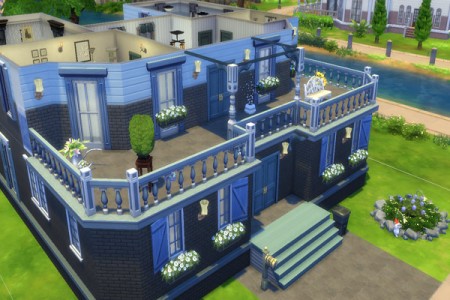 Blue Wonder house by MadameChaos at Blacky’s Sims Zoo » Sims 4 Updates