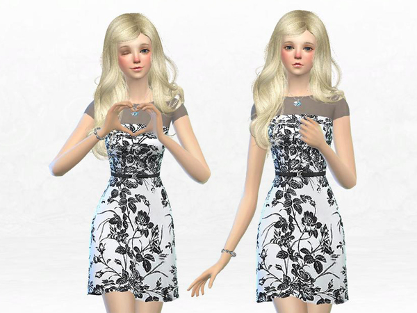 Sims 4 Button Back Blouse & Ivory Belted Prom Dress at TSR
