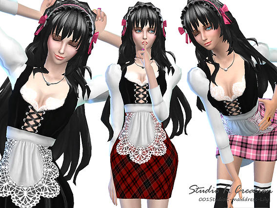 Sims 4 Maid Dress Lily retexture at Studio K Creation