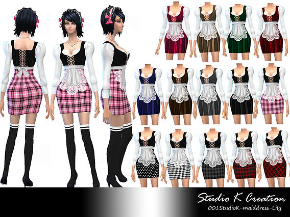 Sims 4 Maid Dress Lily retexture at Studio K Creation