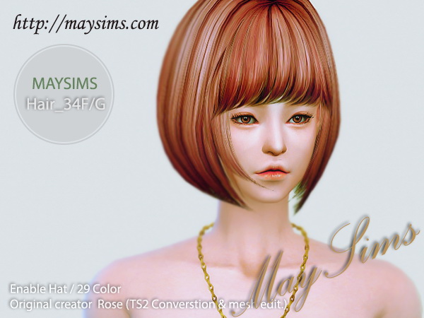 Sims 4 Hair 34F (Rose) at May Sims