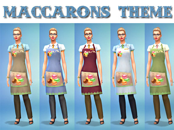 Bake it! 25 female aprons by Waterwomen at Akisima » Sims 4 Updates