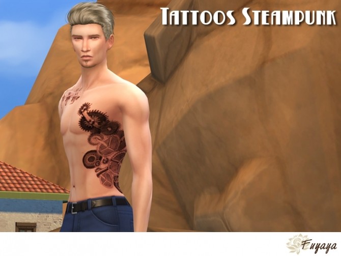 Sims 4 STEAMPUNK tattoo by Fuyaya at Sims Artists