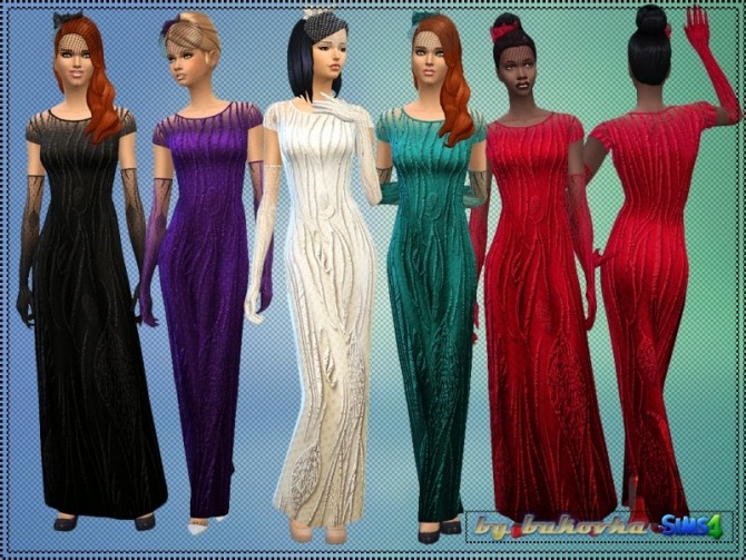 Sims 4 Set Leves dress, gloves & veil at Bukovka