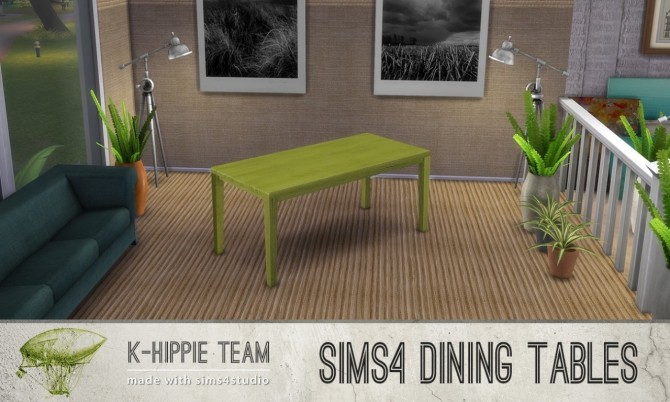 Sims 4 5 Dining Tables Wood Serie vol 1 at K hippie