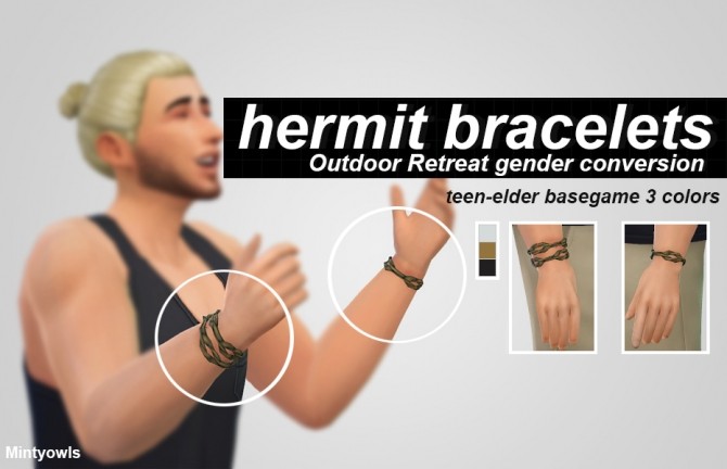 Sims 4 HERMIT BRACELETS CONVERTED FOR MALES at MintyOwls