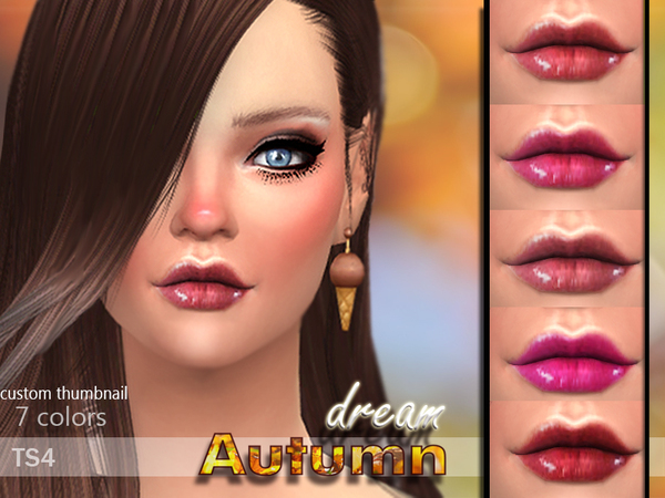 Sims 4 Autumn Dream Lipstick by Pinkzombiecupcakes at TSR