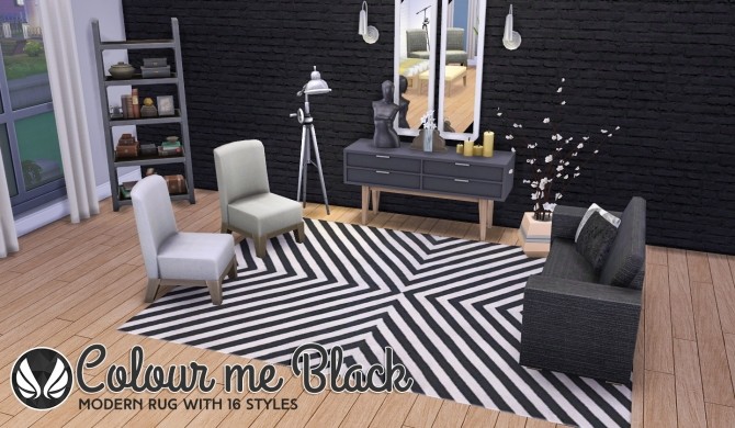 Sims 4 Colour Me Black Modern Rugs at Simsational Designs