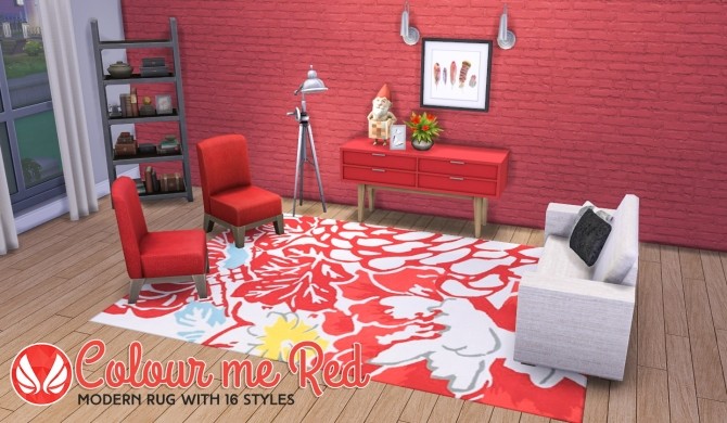 Sims 4 Colour Me Red Modern Rugs at Simsational Designs
