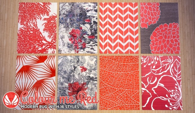Sims 4 Colour Me Red Modern Rugs at Simsational Designs