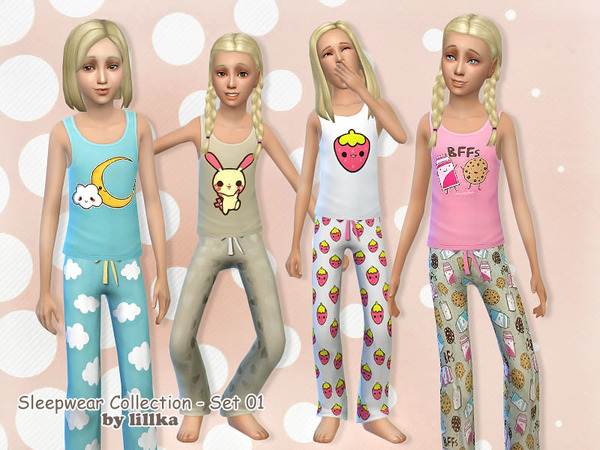 Sims 4 Sleepwear Collection Set 01 by lillka at TSR