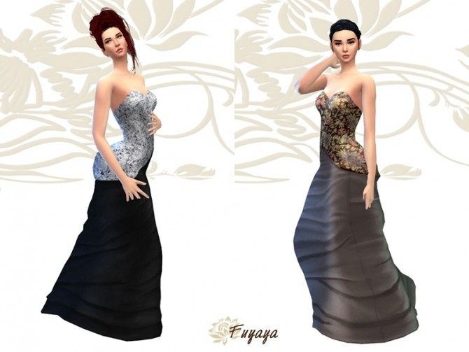 Sims 4 Tournure dress by Fuyaya at Sims Artists