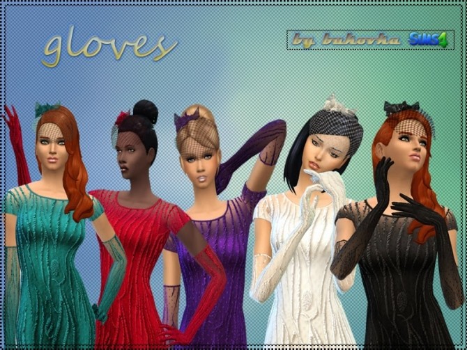 Sims 4 Set Leves dress, gloves & veil at Bukovka