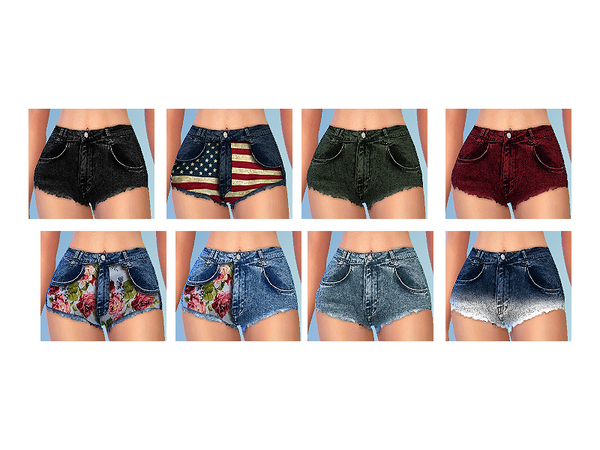 Sims 4 High waisted Shorts with prints by Cleotopia at TSR