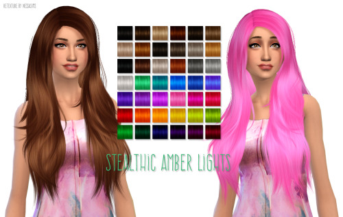 Sims 4 Stealthics Amber Lights hair retexture at Nessa Sims
