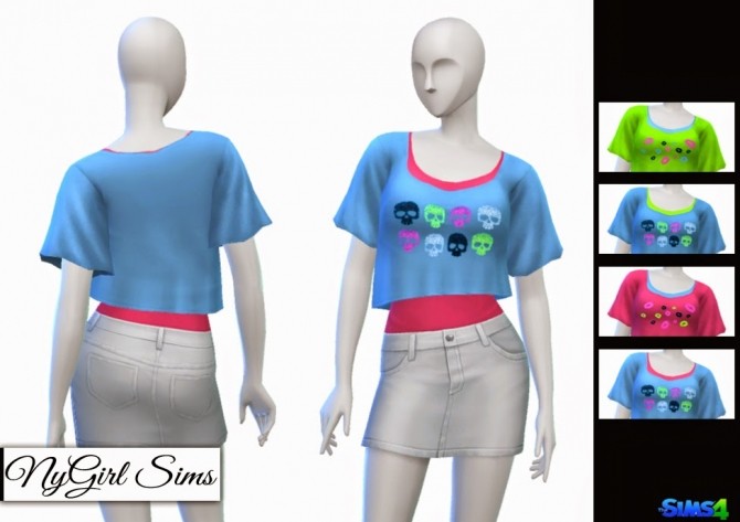Sims 4 Skull and Lips Crop Tee with Tank at NyGirl Sims