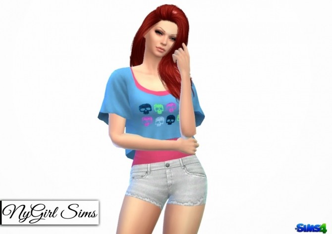 Sims 4 Skull and Lips Crop Tee with Tank at NyGirl Sims
