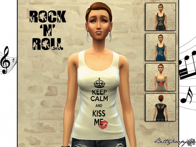 Sims 4 RocknRoll tanks by Betty at Sims Artists