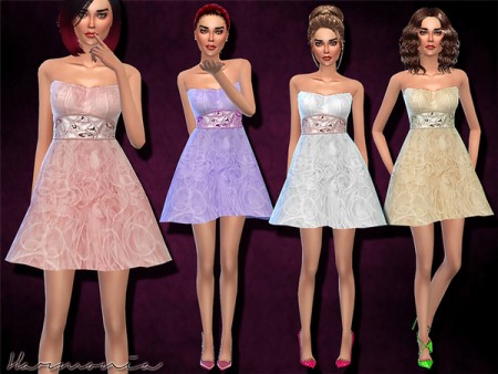 Embellished Short Tulle Prom Dress by Harmonia at TSR » Sims 4 Updates