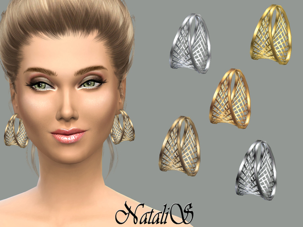 Sims 4 Cage hoop earrings by NataliS at TSR