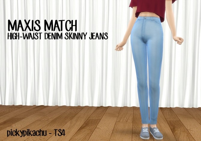 Sims 4 Maxis Match High Waist Denim Skinny Jeans at Pickypikachu