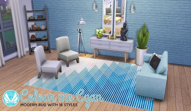Sims 4 Colour Me Cyan Modern Rugs at Simsational Designs