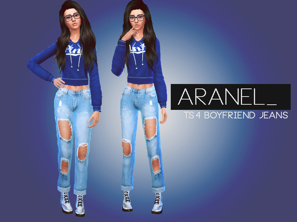 Sims 4 Ripped Boyfriend Jeans by Aranel at TSR