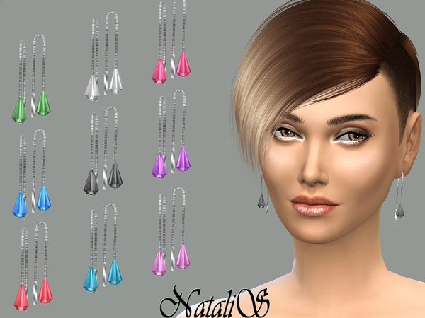 Sims 4 Crystal drop earrings by NataliS at TSR