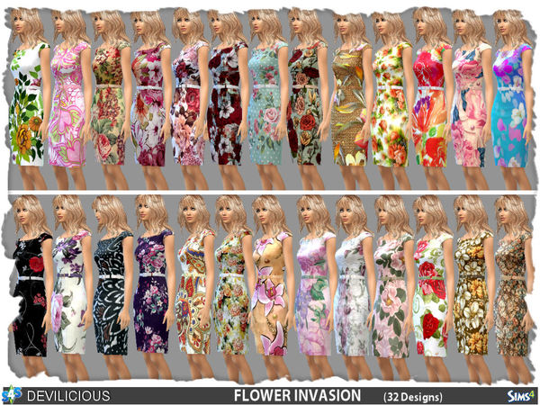 Sims 4 Dress Flower Invasion by Devilicious at TSR