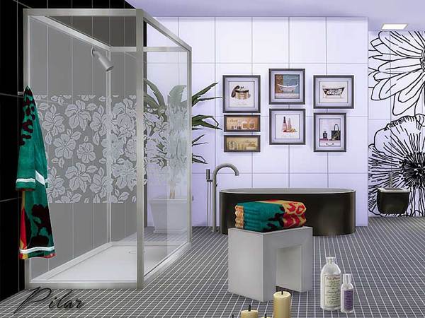 Sims 4 Atmosfera Bathroom by Pilar at TSR