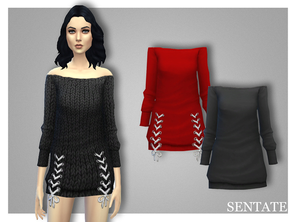 Sims 4 Polina Sweater Dress by Sentate at TSR