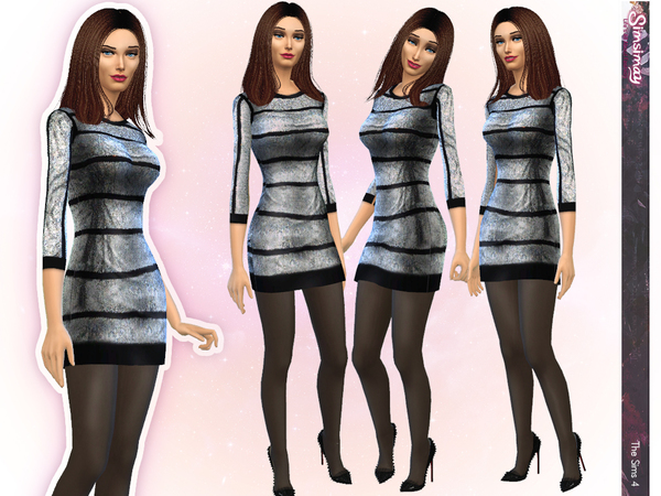 Sims 4 Rock the Night Silver Dress by Simsimay at TSR
