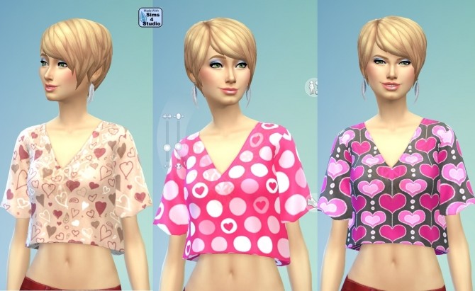 Sims 4 Sleeved Top Heart Set in 6 Colours by wendy35pearly at Mod The Sims