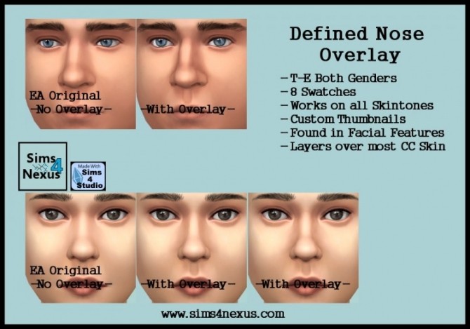 Sims 4 Defined Nose Overlay by SamanthaGump at Sims 4 Nexus