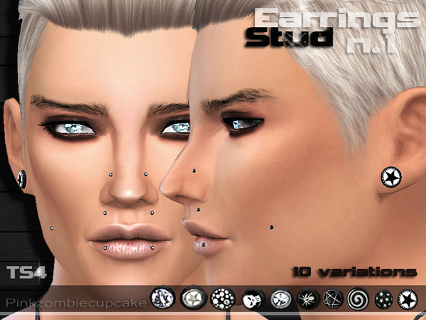 Sims 4 Stud Earrings n.1 by Pinkzombiecupcakes at TSR
