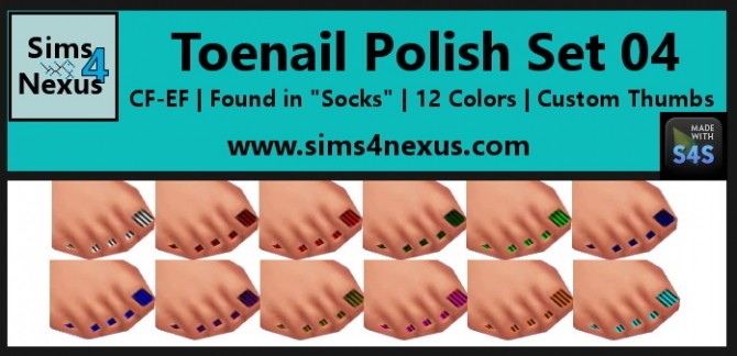 Sims 4 Toenail Polish Set 04 at Sims 4 Nexus