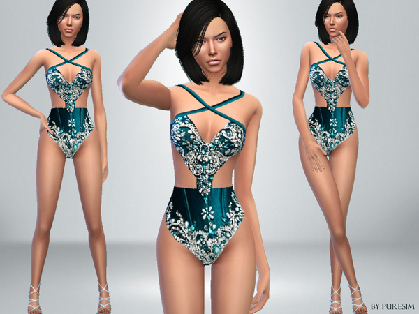 Sims 4 Jeweled Bodysuit by Puresim at TSR