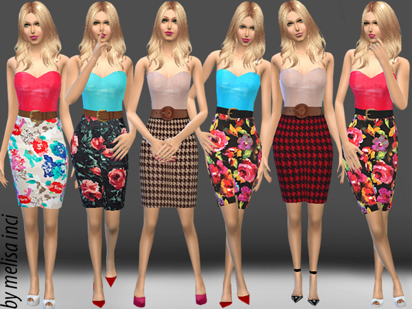 Sims 4 Floral Print Contrast Dress by melisa inci at TSR