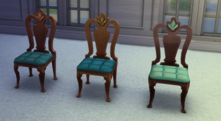 Dining Chair with blue cushion by clairkp at Mod The Sims