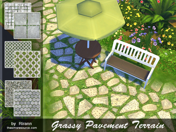 Sims 4 Grassy Pavement Terrain Paints by Rirann at TSR