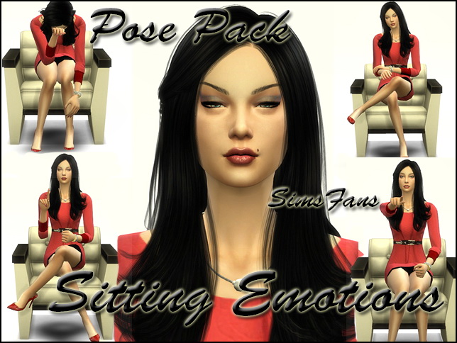 Sims 4 5 in 1 Sitting Emotions Posepack by Sim4fun at Sims Fans