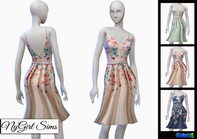 Sims 4 LC Floral Fit and Flare Spring Dress at    select a Sites   