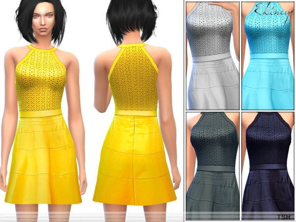 Sims 4 Fit & Flare Halter Dress by ekinege at TSR
