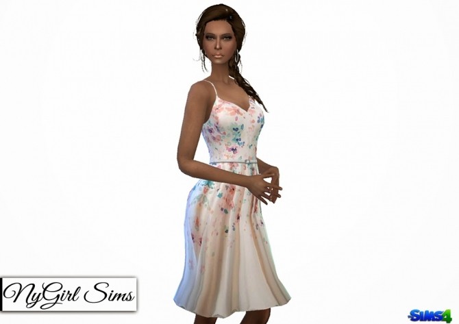 Sims 4 LC Floral Fit and Flare Spring Dress at    select a Sites   