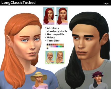 Long classic tucked hair at Oepu Sims 4