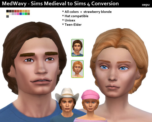 Sims 4 Medwavy Medieval hair conversion at Oepu Sims 4