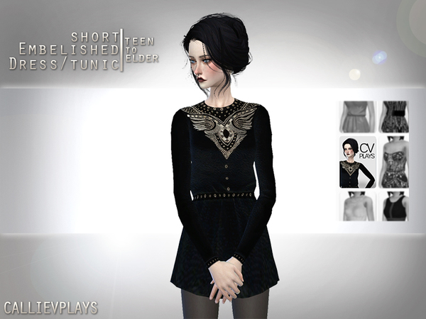 Sims 4 Short Embellished Dress/Tunic by Callie V at TSR