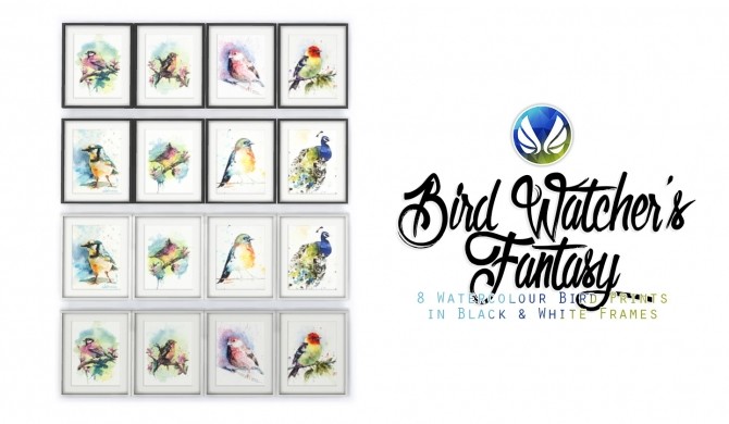Sims 4 Bird Watchers Fantasy Watercolour Paintings at Simsational Designs